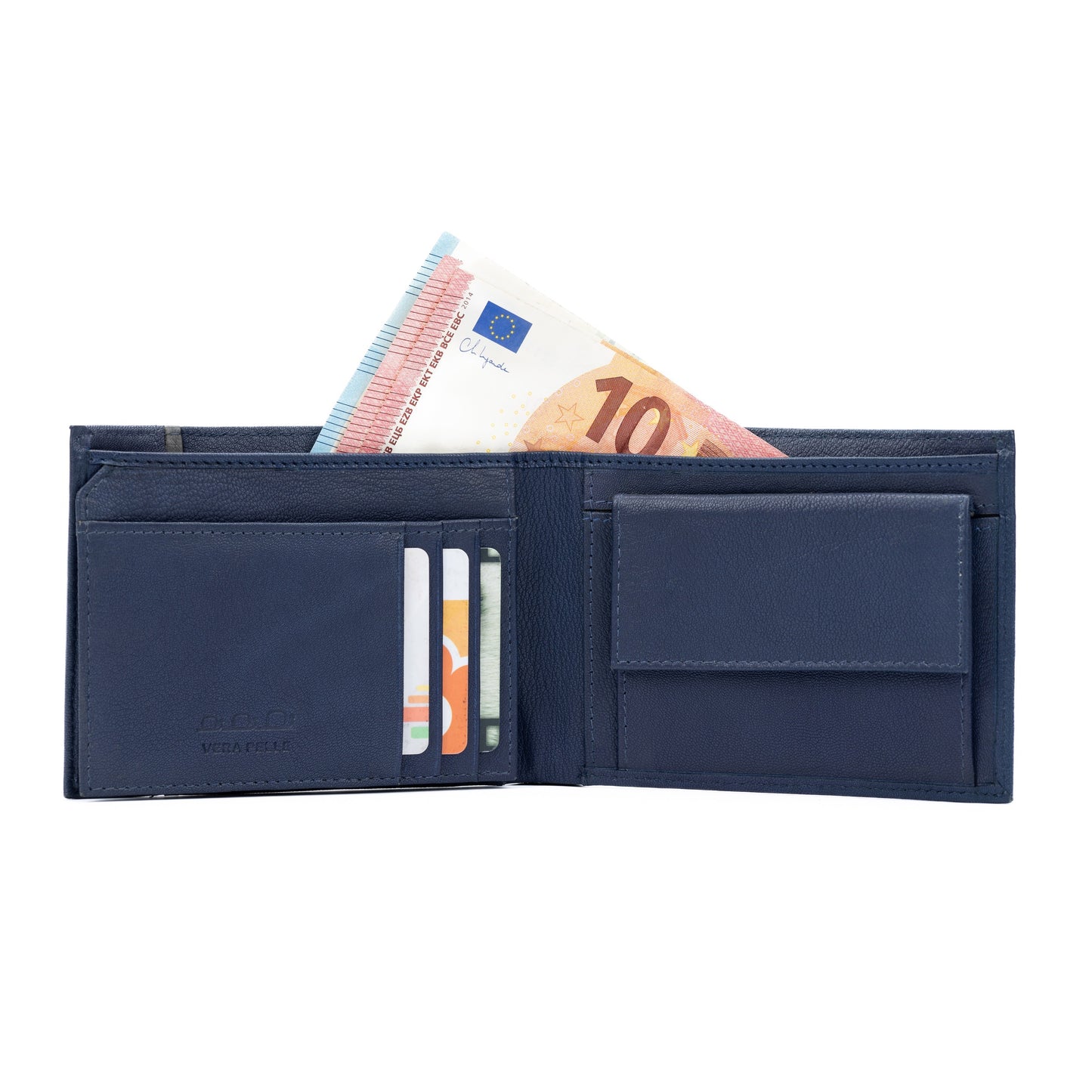 K10904DB - Portafogli Uomo in Vera Pelle Col. Blu