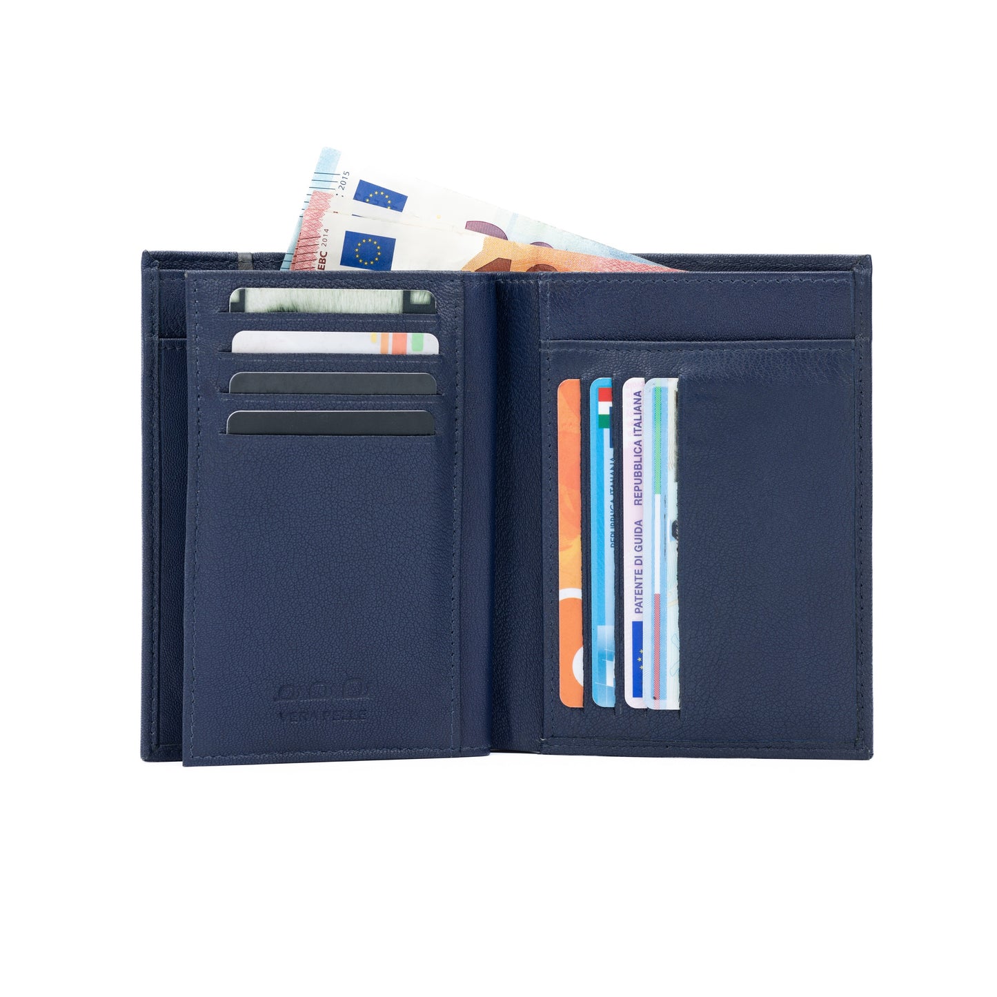K10909DB - Portafogli Tasconcino Uomo in Vera Pelle Col. Blu