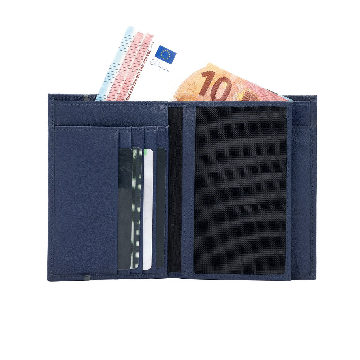 K10909DB - Portafogli Tasconcino Uomo in Vera Pelle Col. Blu