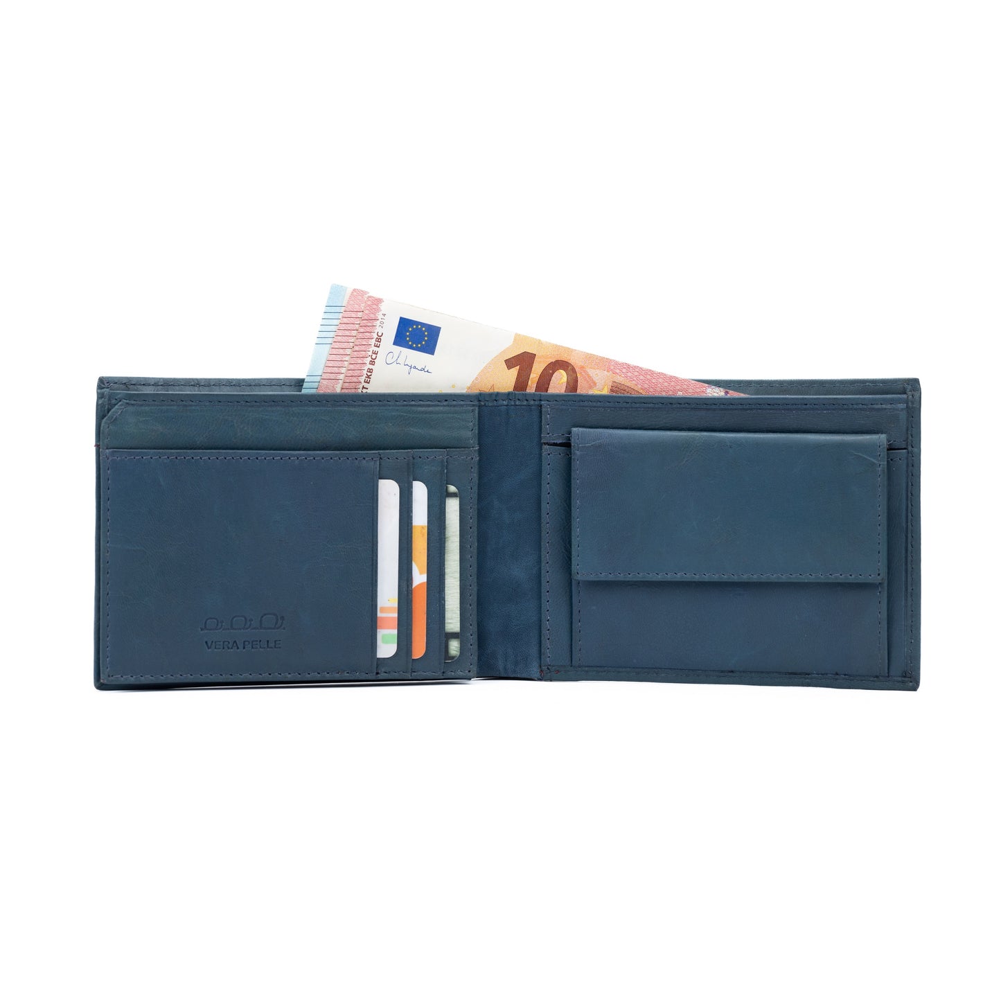 K11104DB - Portafogli Uomo in Vera Pelle Col. Blu