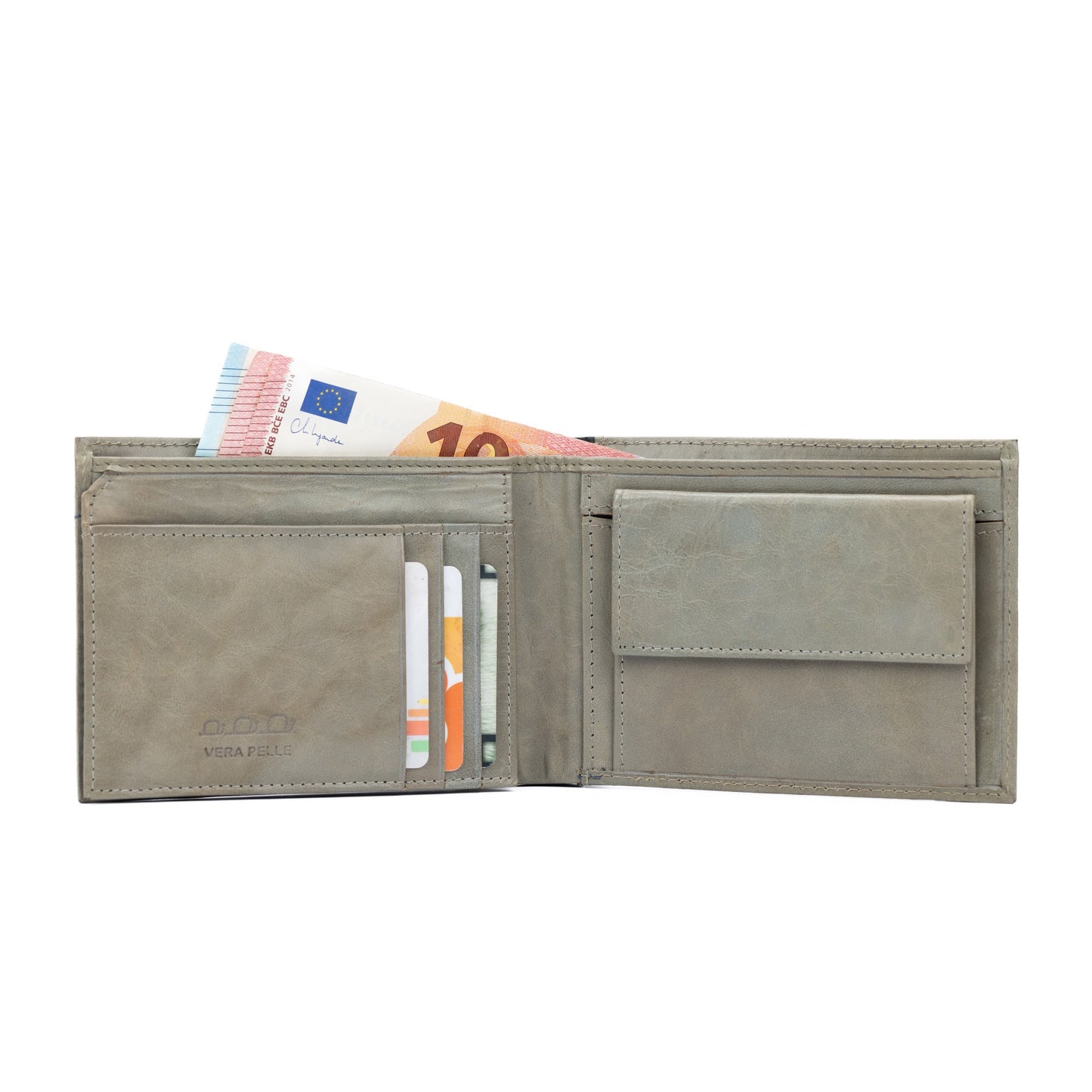 K11104FB - Portafogli Uomo in Vera Pelle Col. Grigio