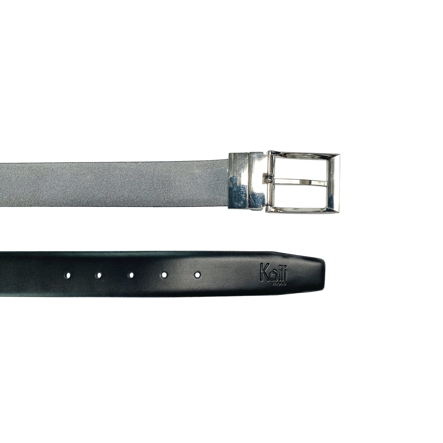 K4002AFB - Cintura Uomo Doubleface in Vera Pelle Col. Nero/Grigio