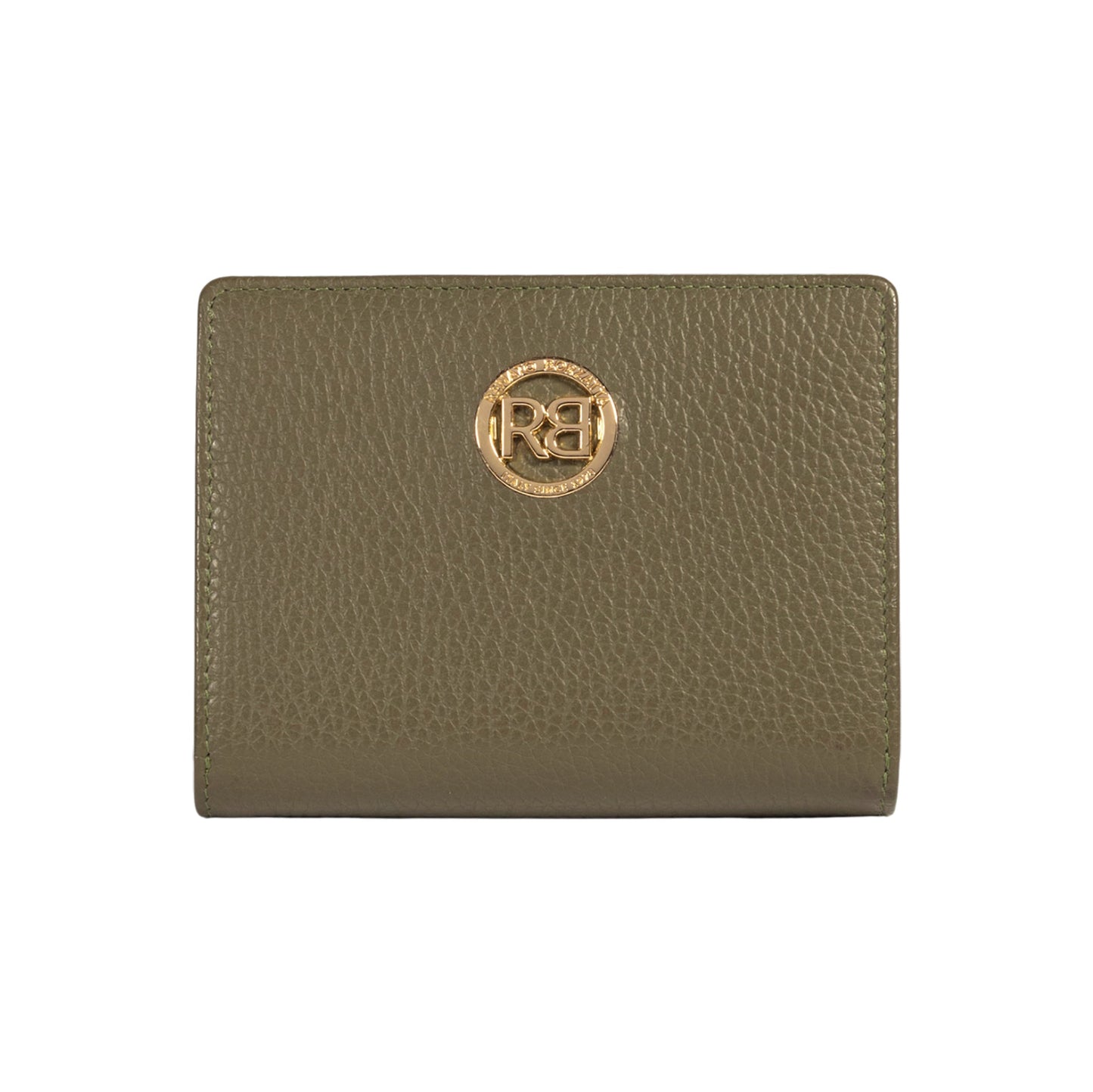 RB1080GAG | Portafogli Donna Made in Italy in Vera Pelle grana Dollaro. Colore Verde Oliva. Dimensioni (da chiuso): cm 13 x 9 x 2,5