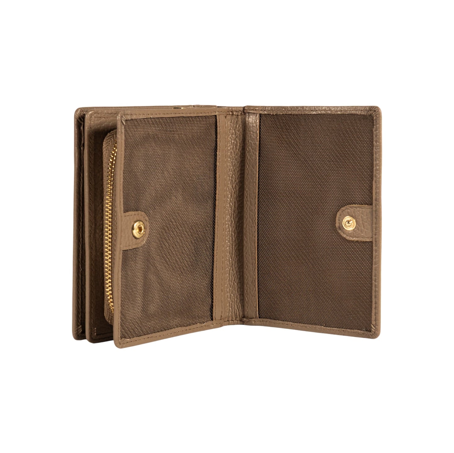 RB1080GAQ | Portafogli Donna Made in Italy in Vera Pelle grana Dollaro. Colore Taupe. Dimensioni (da chiuso): cm 13 x 9 x 2,5