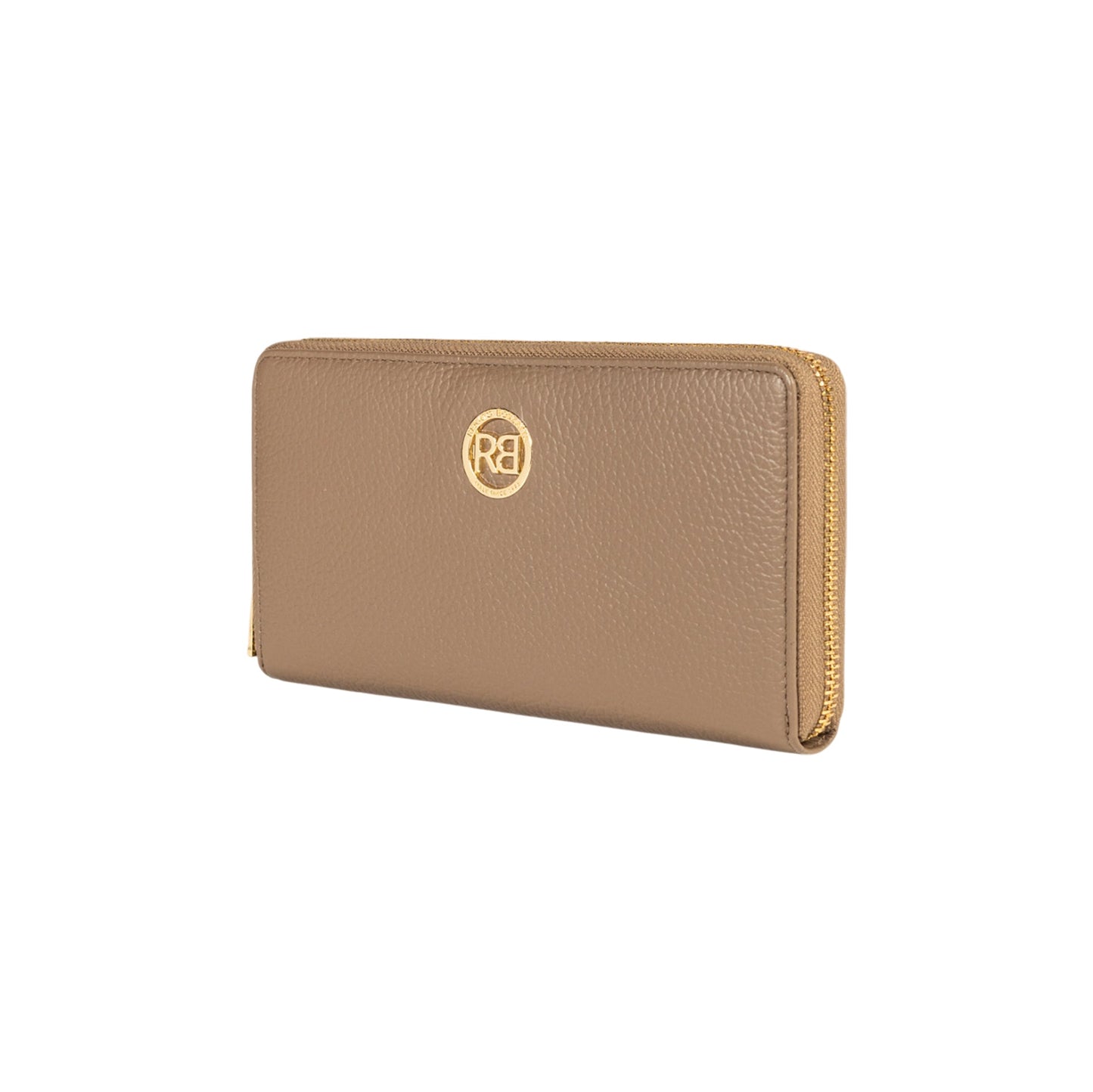 RB1081GAQ | Portafogli Donna con chiusura lampo Made in Italy in Vera Pelle grana Dollaro. Colore Taupe. Dimensioni: cm 20 x 10 x 2,5