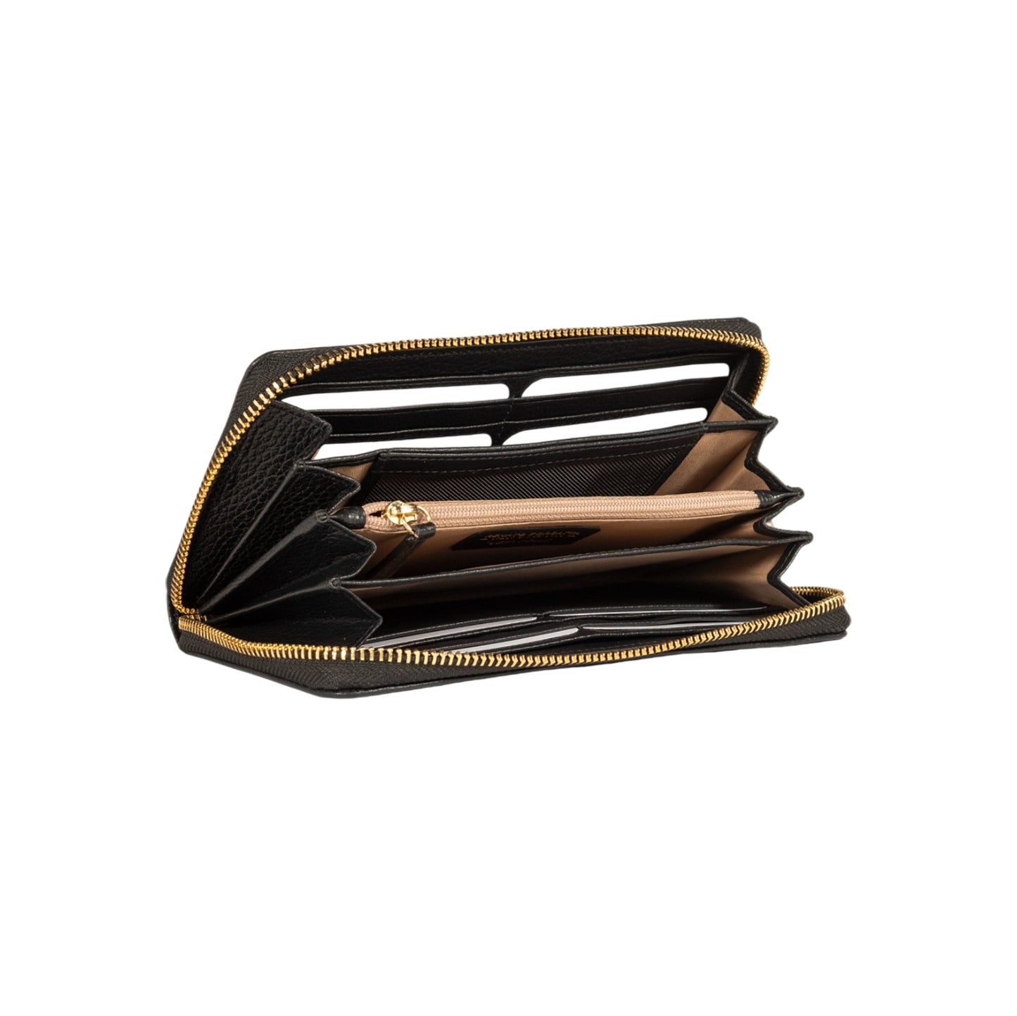 RB1081GA | Portafogli Donna con chiusura lampo Made in Italy in Vera Pelle grana Dollaro. Colore Nero. Dimensioni: cm 20 x 10 x 2,5