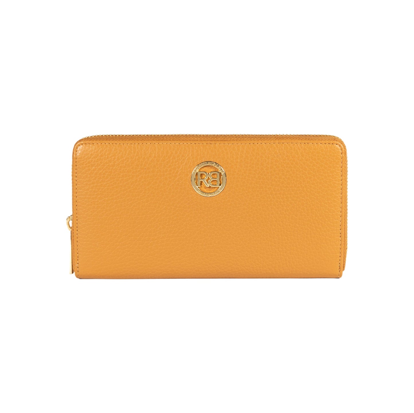RB1081GCQ | Portafogli Donna con chiusura lampo Made in Italy in Vera Pelle grana Dollaro. Colore Cuoio. Dimensioni: cm 20 x 10 x 2,5