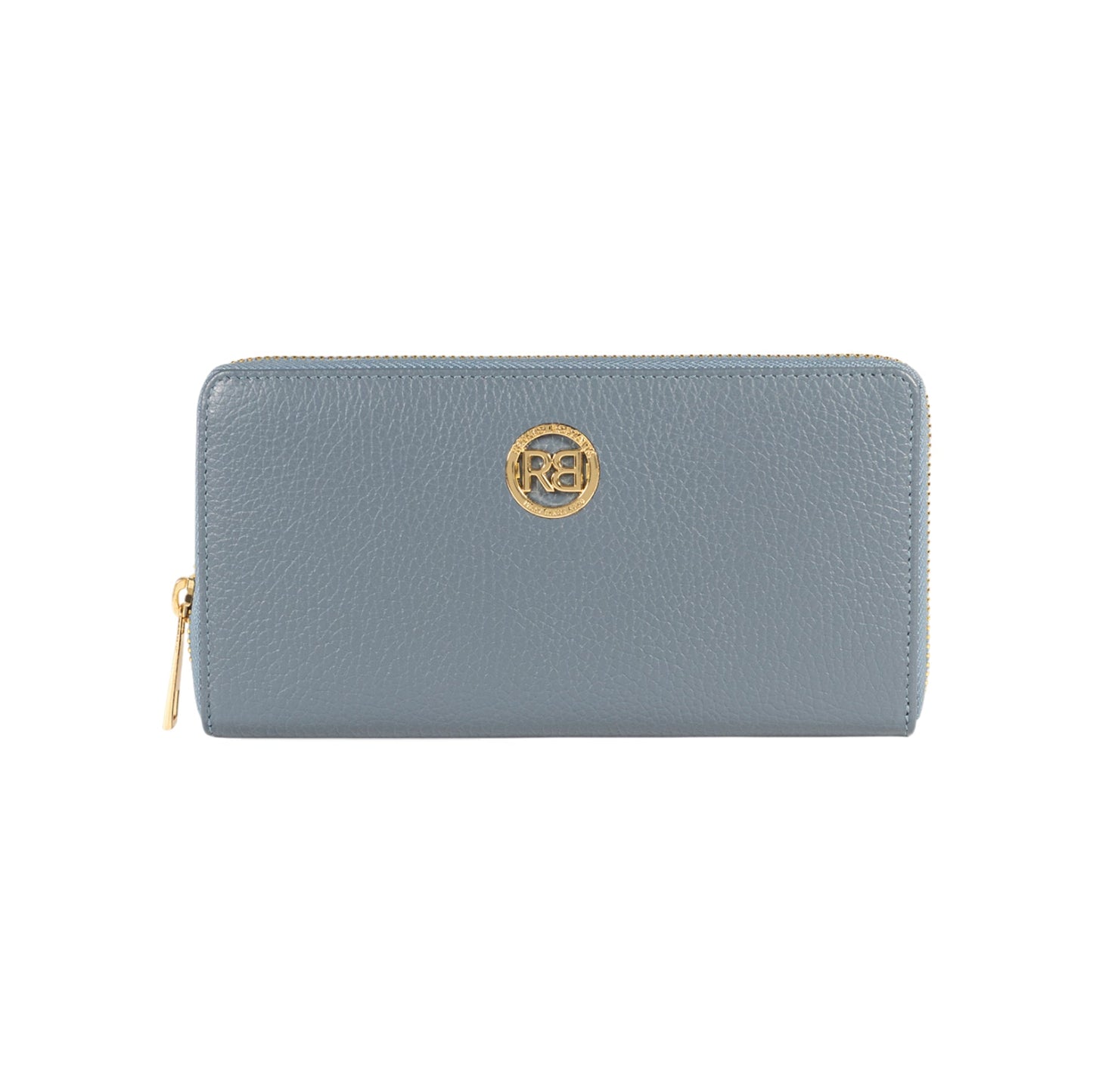 RB1081GP | Portafogli Donna con chiusura lampo Made in Italy in Vera Pelle grana Dollaro. Colore Avio. Dimensioni: cm 20 x 10 x 2,5