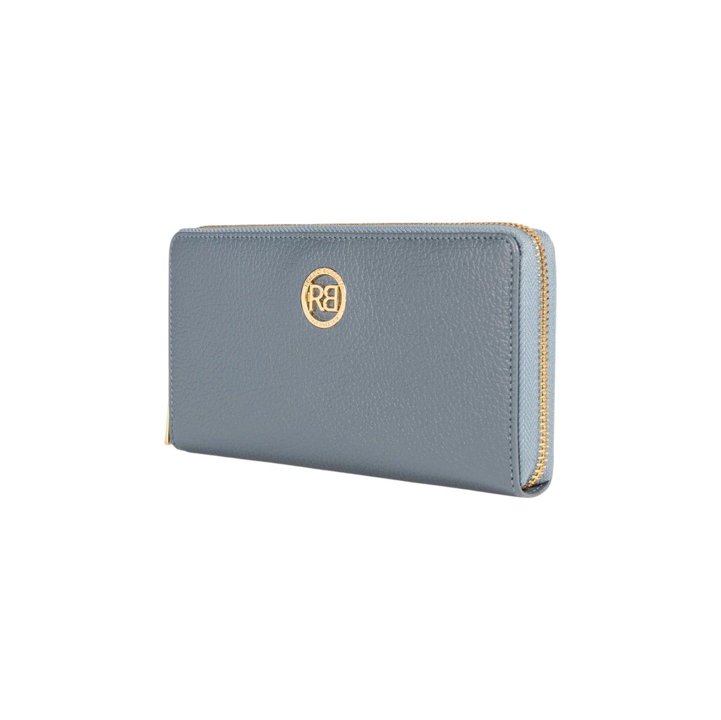 RB1081GP | Portafogli Donna con chiusura lampo Made in Italy in Vera Pelle grana Dollaro. Colore Avio. Dimensioni: cm 20 x 10 x 2,5