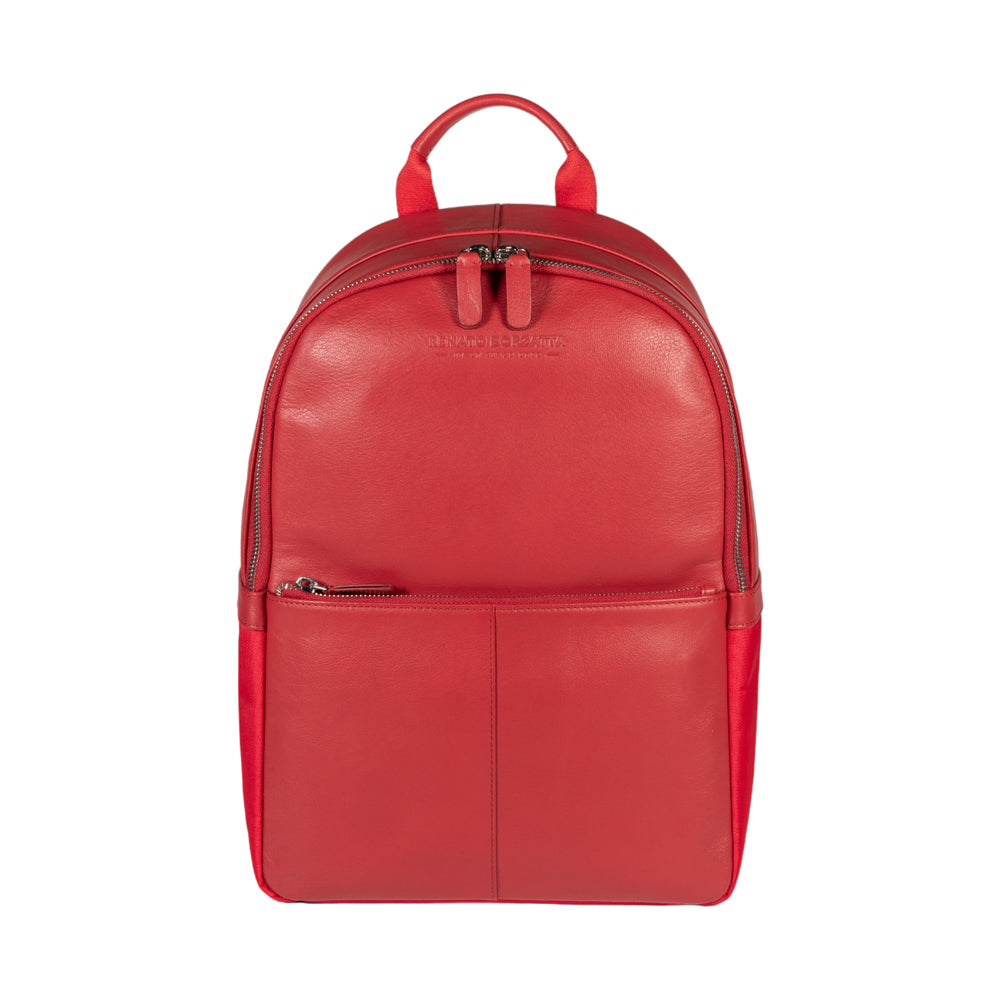 RB2001V | Zaino Porta Netbook/Tablet in Nylon/Vera Pelle, con leggera grana. Chiusura con lampo e spallacci regolabili - Colore Rosso - Dimensioni: cm 27 x 38 x 14. Confezione: Sacchetto Tessuto non Tessuto