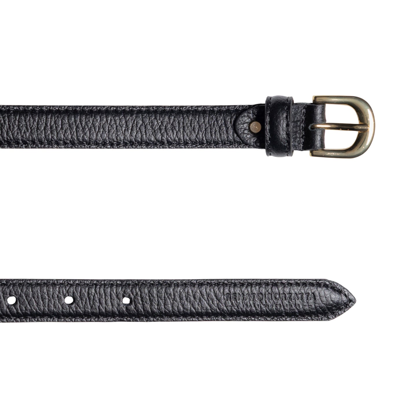 RB4021A | Cintura Donna Made in Italy in Vera Pelle grana Dollaro. Fibbia in finitura Oro Lucido. Colore Nero. Dimensioni: cm 115 x 2,0 x 0,5 (giro vita cm 100)