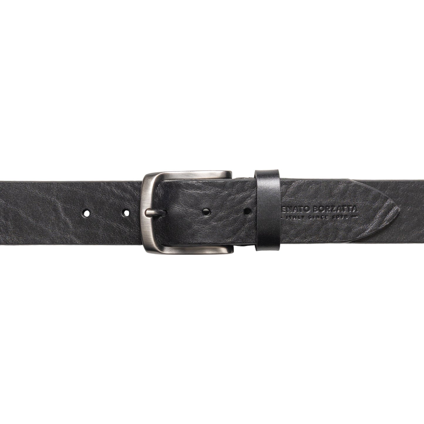 RB4027A | Cintura Uomo Made in Italy in Vero Cuoio Conciato al Vegetale. Fibbia in finitura Canna di Fucile Satinato. Colore Nero. Dimensioni: cm 125 x 4,0 x 0,5 (giro vita cm 110)