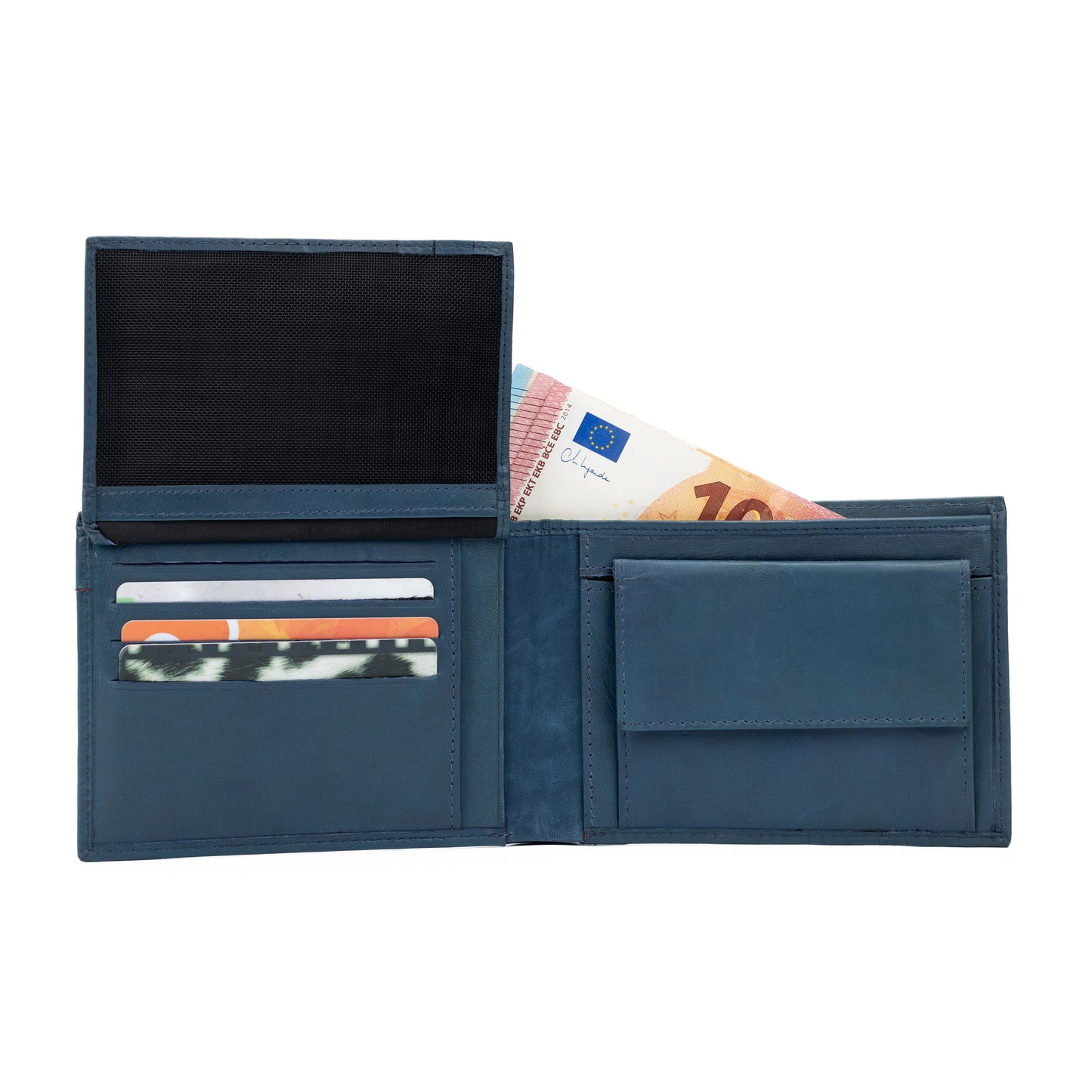 K11104DB - Portafogli Uomo in Vera Pelle Col. Blu