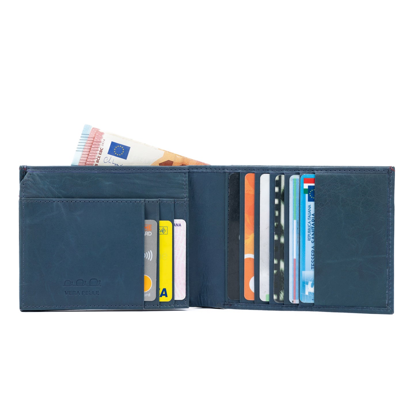 K11105DB - Portafogli Uomo in Vera Pelle Col. Blu