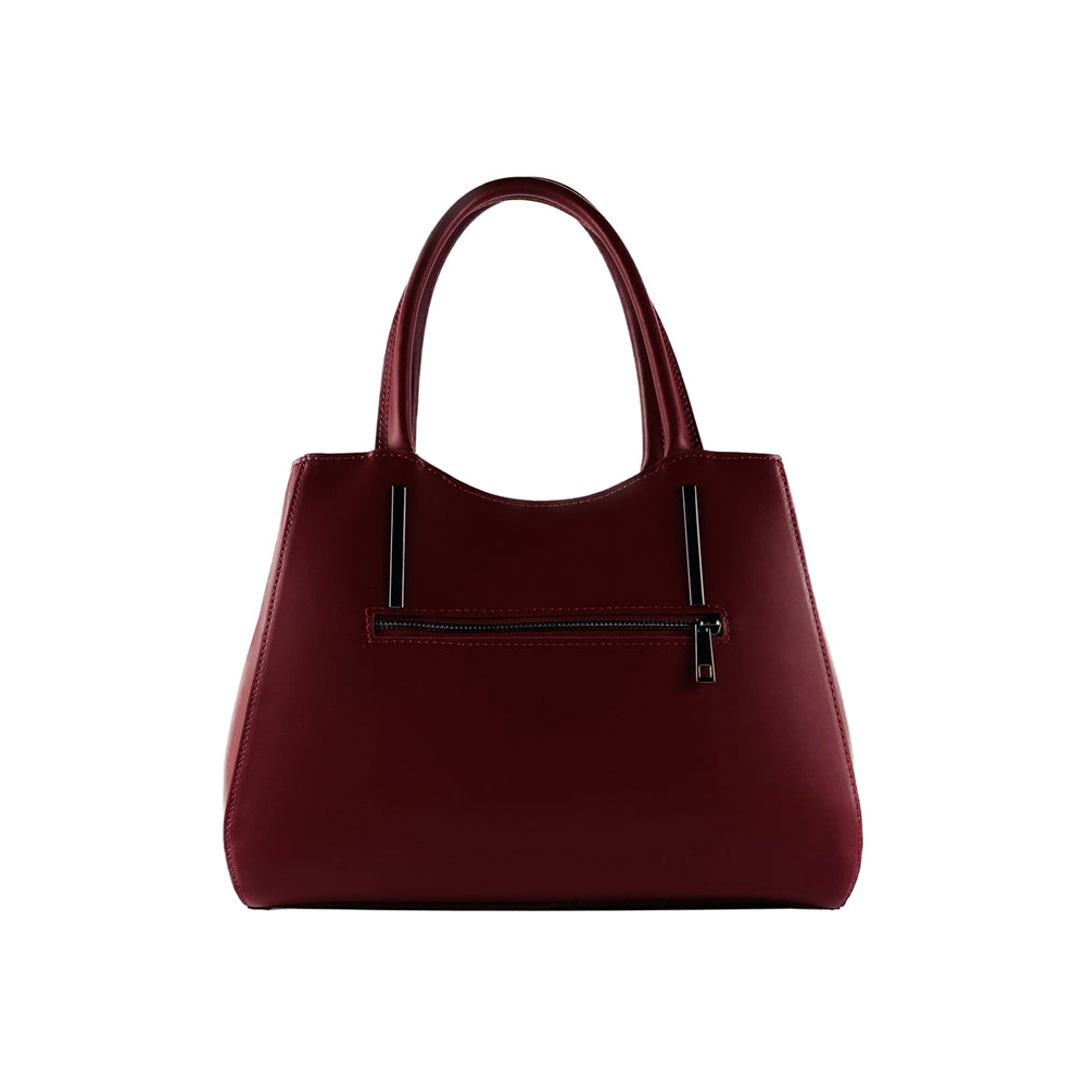 RB1004V | Borsa a Mano in Vera Pelle Made in Italy con Tracollina removibile e attacchi con moschettoni in metallo Canna di Fucile - Colore Rosso - Dimensioni: cm 33 x 25 x 15 + Manici 13 cm