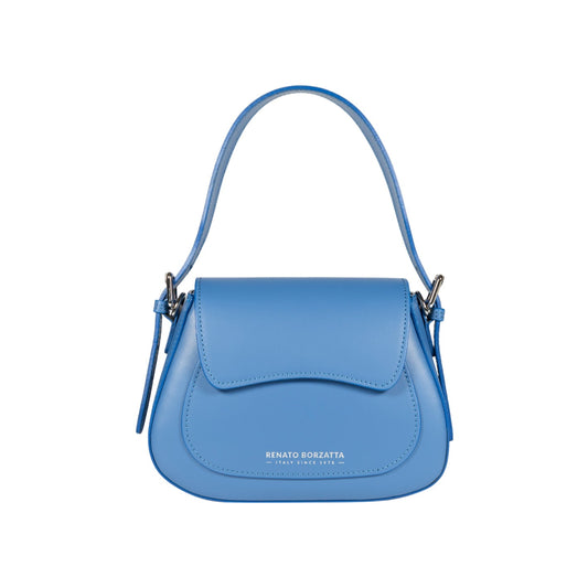 RB1030CP | Borsa Donna a Spalla EMMA con pattina in Vera Pelle Made in Italy. Accessori in metallo Argento Lucido - Colore Glicine - Dimensioni: cm 24 x 18 x 9 + 14,5 (Luce manico)