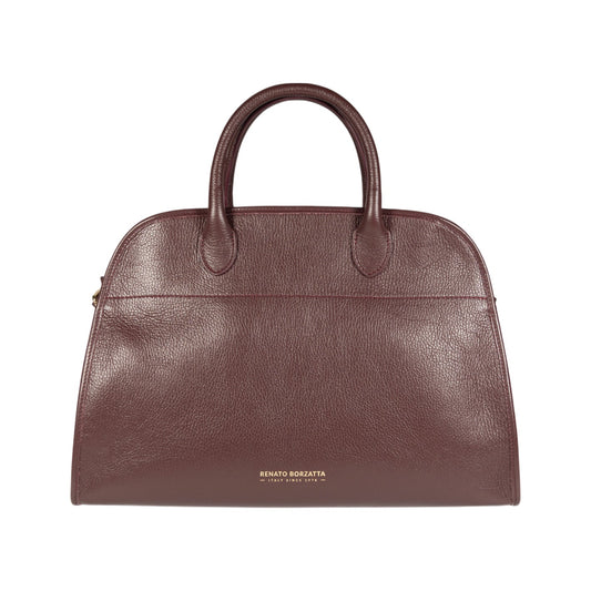 RB1032X | Borsa a Mano Donna FRIDA in Vera Pelle Made in Italy. Accessori in metallo Oro Lucido - Colore Bordeaux - Dimensioni: cm 43 x 29 x 24 + 12 (Luce manici)