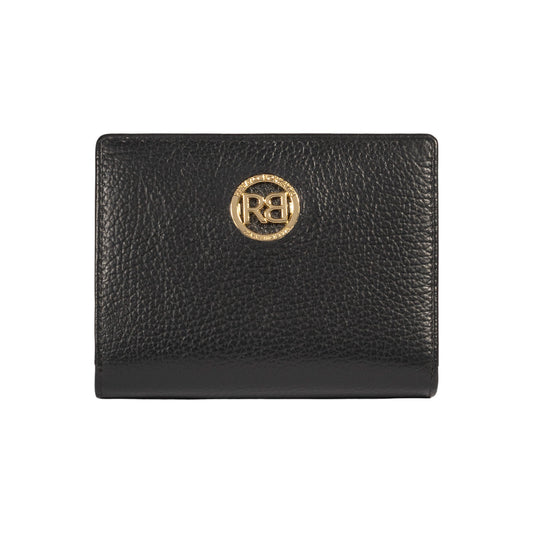 RB1080GA | Portafogli Donna Made in Italy in Vera Pelle grana Dollaro. Colore Nero. Dimensioni (da chiuso): cm 13 x 9 x 2,5