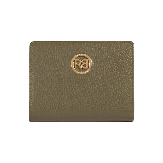RB1080GAG | Portafogli Donna Made in Italy in Vera Pelle grana Dollaro. Colore Verde Oliva. Dimensioni (da chiuso): cm 13 x 9 x 2,5