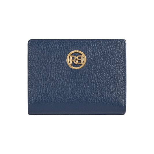 RB1080GD | Portafogli Donna Made in Italy in Vera Pelle grana Dollaro. Colore Blu. Dimensioni (da chiuso): cm 13 x 9 x 2,5