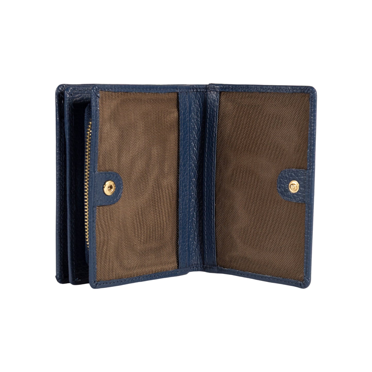 RB1080GD | Portafogli Donna Made in Italy in Vera Pelle grana Dollaro. Colore Blu. Dimensioni (da chiuso): cm 13 x 9 x 2,5