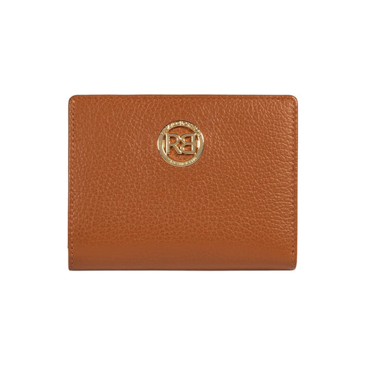 RB1080GS | Portafogli Donna Made in Italy in Vera Pelle grana Dollaro. Colore Cognac. Dimensioni (da chiuso): cm 13 x 9 x 2,5
