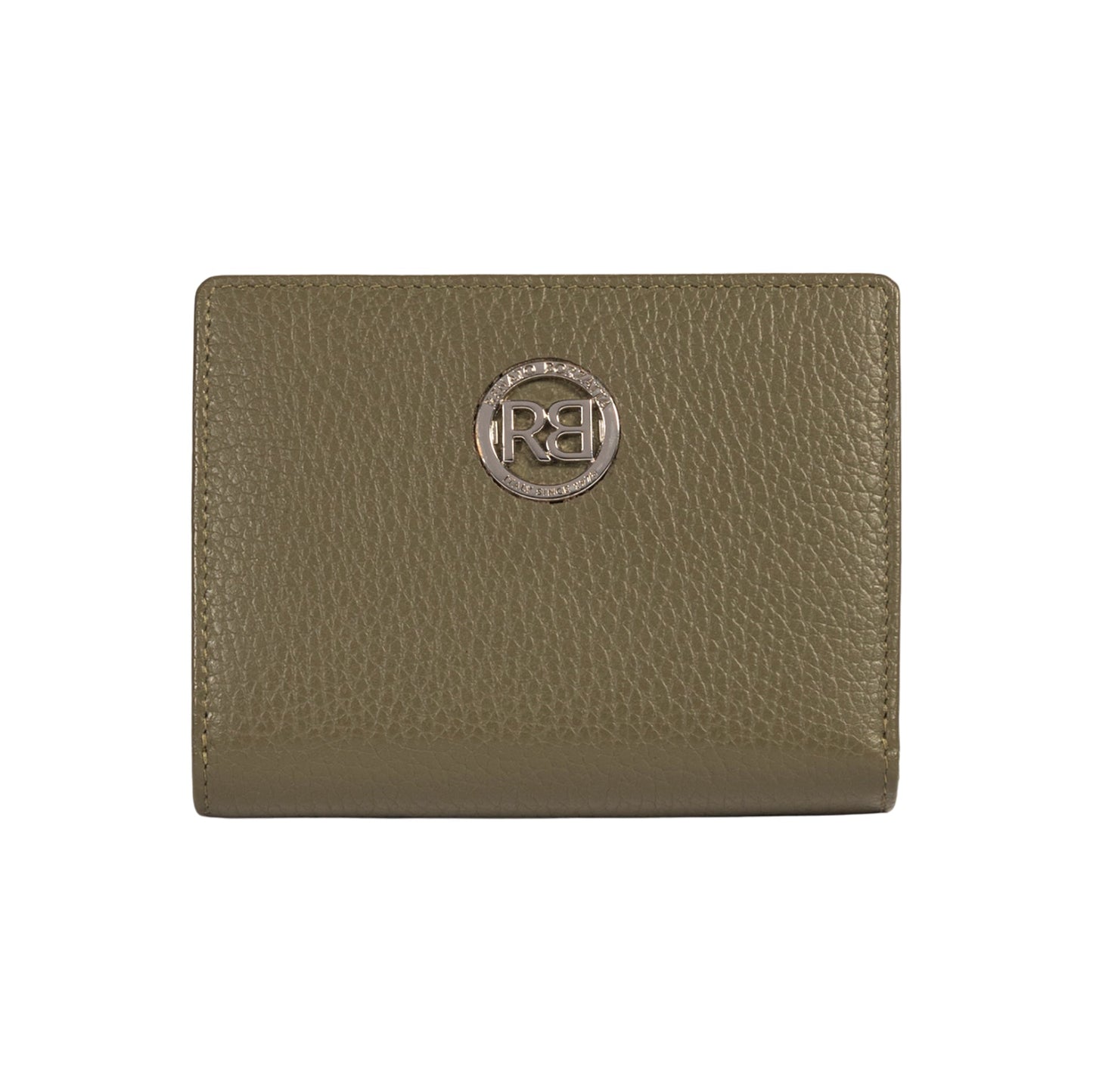 RB1080SAG | Portafogli Donna Made in Italy in Vera Pelle grana Dollaro. Colore Verde Oliva. Dimensioni (da chiuso): cm 13 x 9 x 2,5
