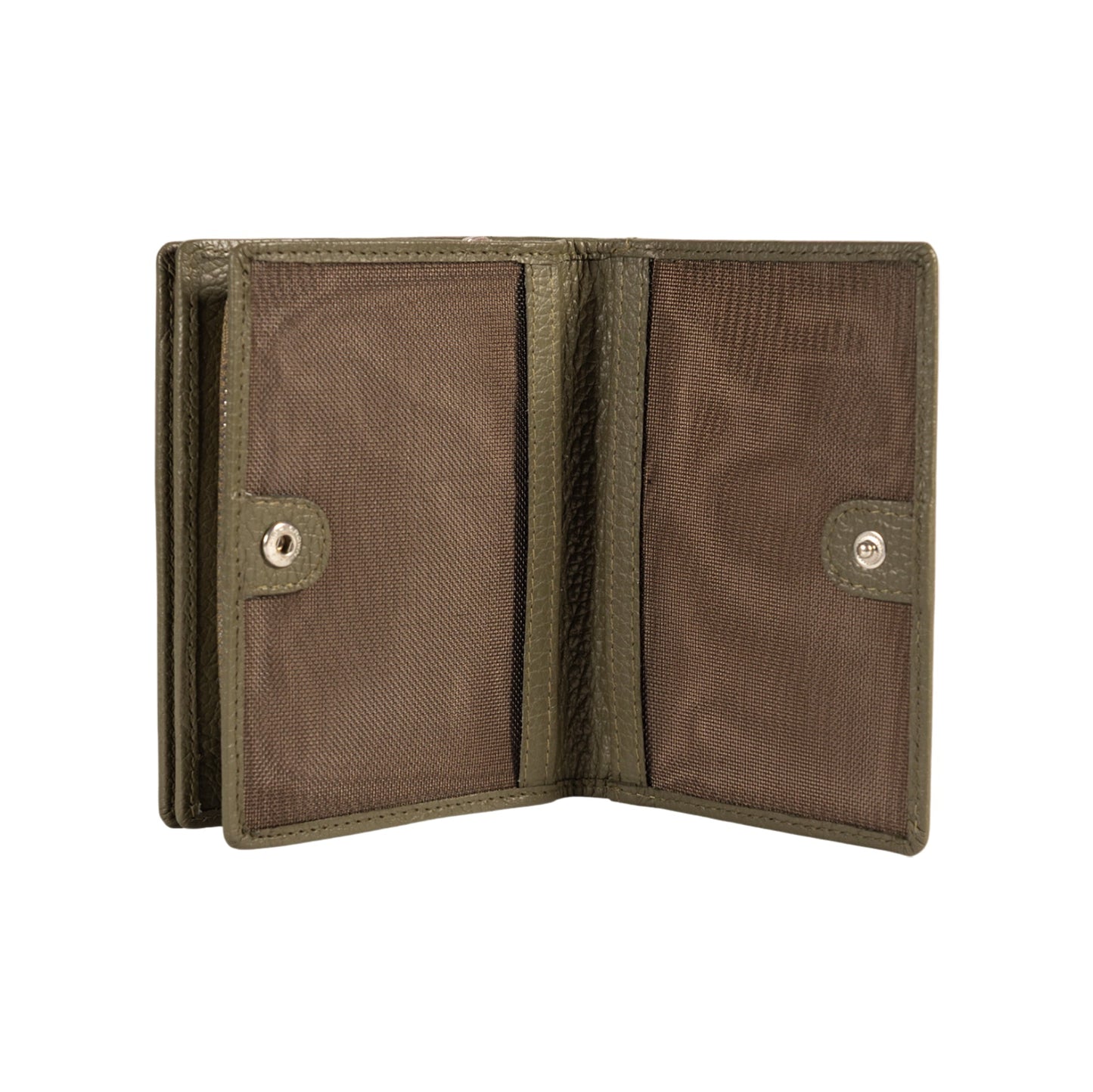 RB1080SAG | Portafogli Donna Made in Italy in Vera Pelle grana Dollaro. Colore Verde Oliva. Dimensioni (da chiuso): cm 13 x 9 x 2,5