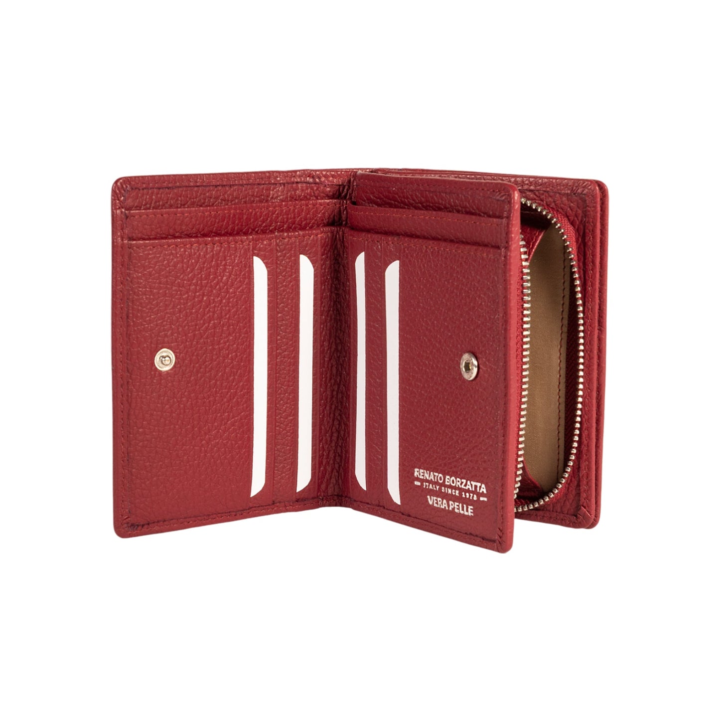 RB1080SQ | Portafogli Donna Made in Italy in Vera Pelle grana Dollaro. Colore Rubino. Dimensioni (da chiuso): cm 13 x 9 x 2,5