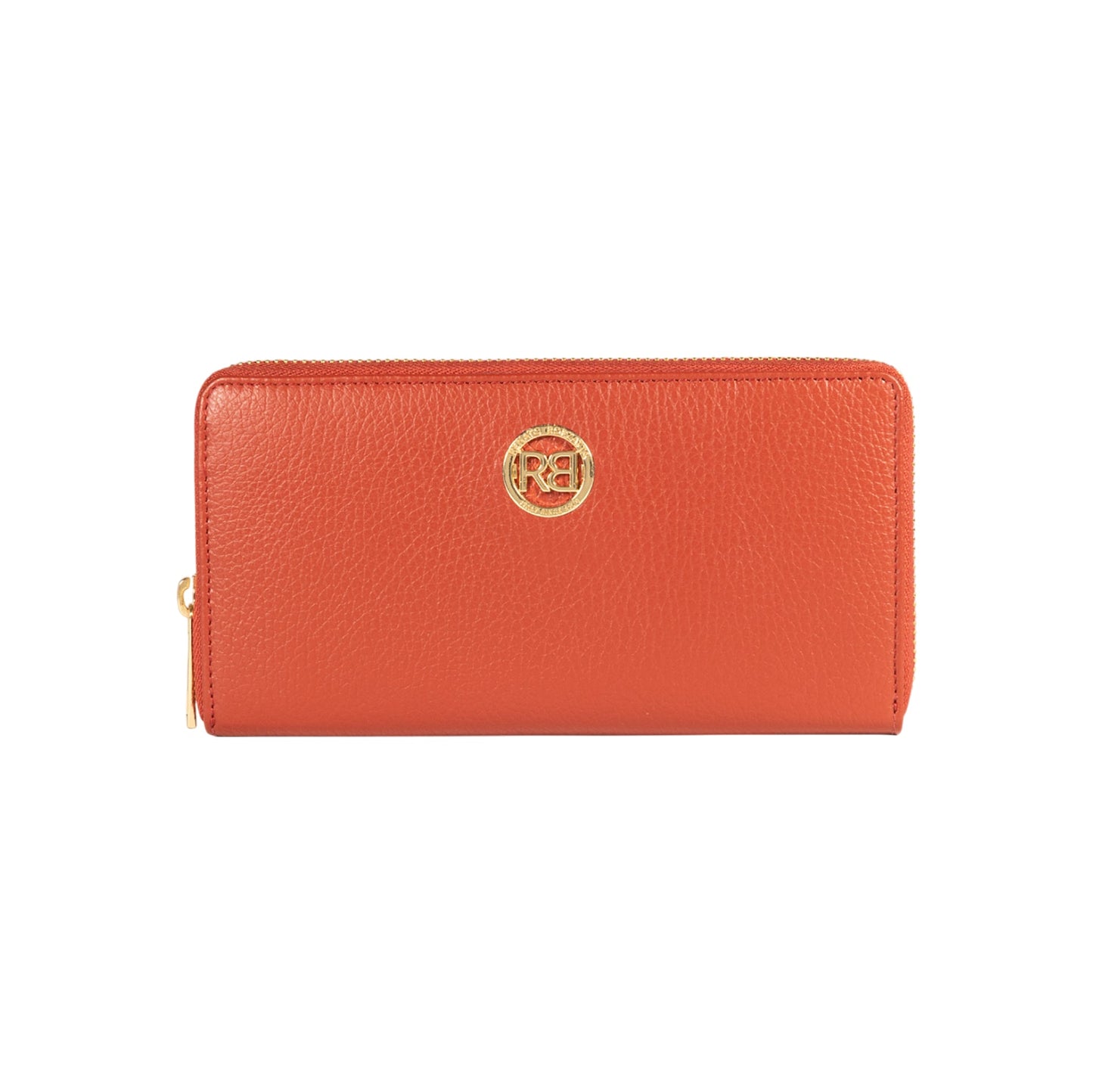 RB1081GAM | Portafogli Donna con chiusura lampo Made in Italy in Vera Pelle grana Dollaro. Colore Paprika. Dimensioni: cm 20 x 10 x 2,5