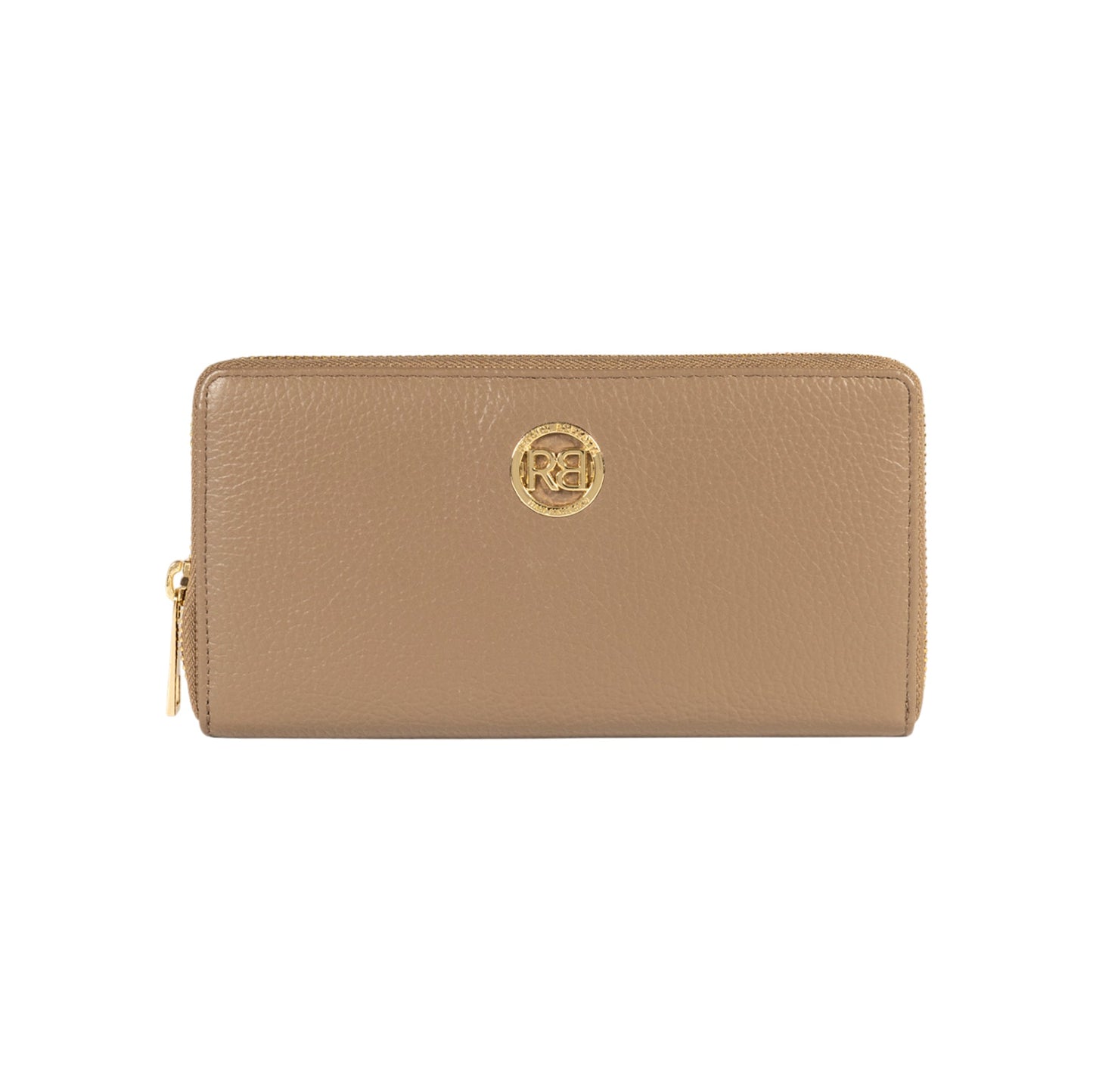 RB1081GAQ | Portafogli Donna con chiusura lampo Made in Italy in Vera Pelle grana Dollaro. Colore Taupe. Dimensioni: cm 20 x 10 x 2,5