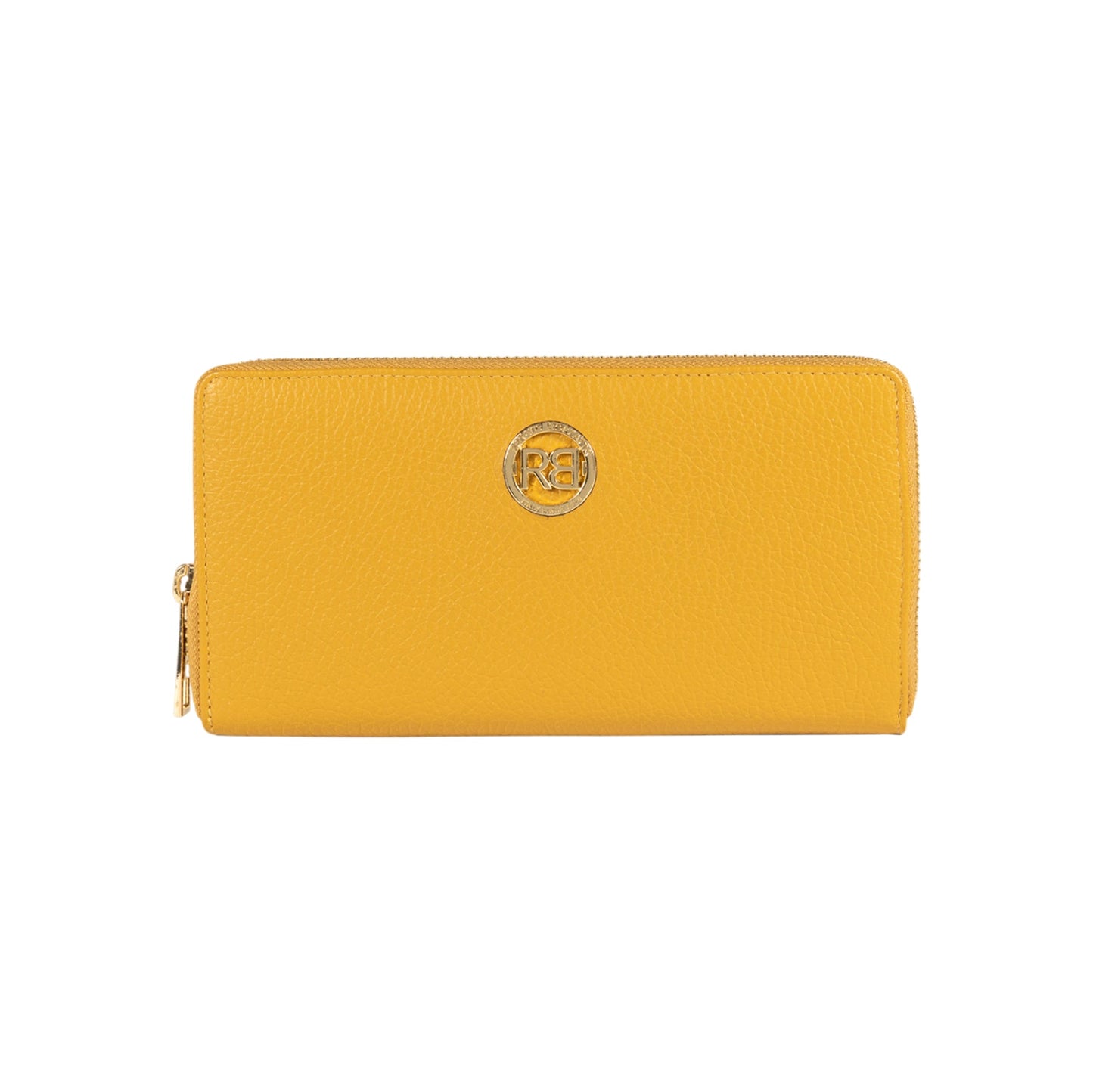 RB1081GAR | Portafogli Donna con chiusura lampo Made in Italy in Vera Pelle grana Dollaro. Colore Senape. Dimensioni: cm 20 x 10 x 2,5
