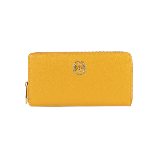 RB1081GAR | Portafogli Donna con chiusura lampo Made in Italy in Vera Pelle grana Dollaro. Colore Senape. Dimensioni: cm 20 x 10 x 2,5