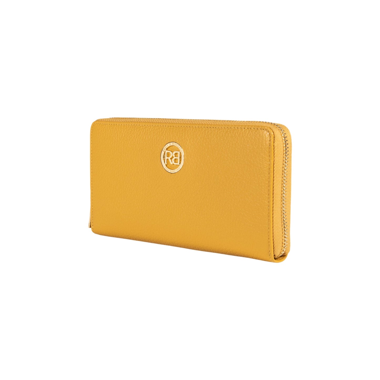 RB1081GAR | Portafogli Donna con chiusura lampo Made in Italy in Vera Pelle grana Dollaro. Colore Senape. Dimensioni: cm 20 x 10 x 2,5