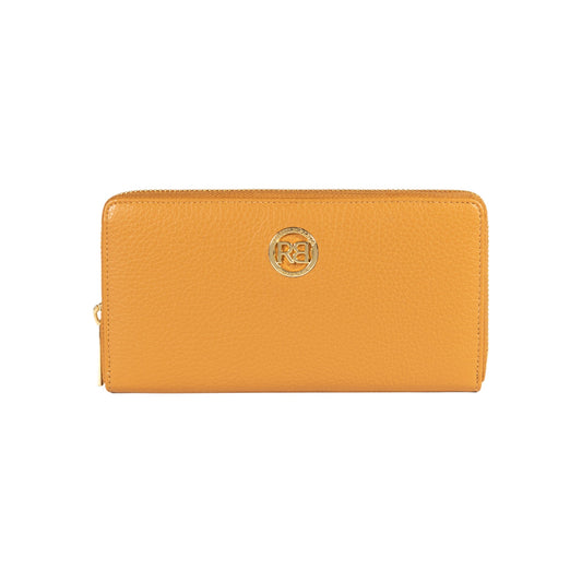 RB1081GCQ | Portafogli Donna con chiusura lampo Made in Italy in Vera Pelle grana Dollaro. Colore Cuoio. Dimensioni: cm 20 x 10 x 2,5