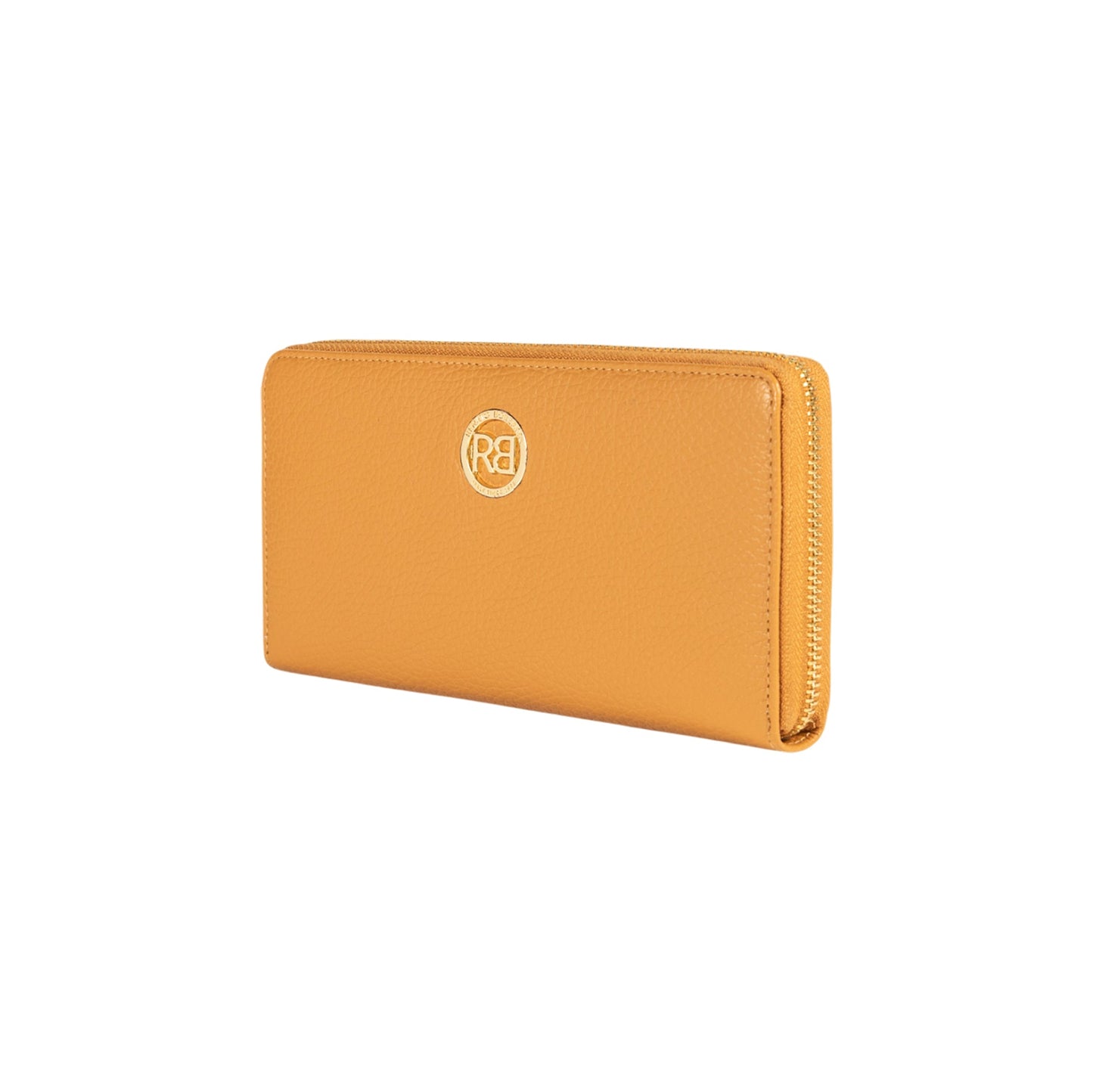 RB1081GCQ | Portafogli Donna con chiusura lampo Made in Italy in Vera Pelle grana Dollaro. Colore Cuoio. Dimensioni: cm 20 x 10 x 2,5