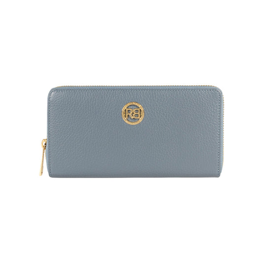 RB1081GP | Portafogli Donna con chiusura lampo Made in Italy in Vera Pelle grana Dollaro. Colore Avio. Dimensioni: cm 20 x 10 x 2,5