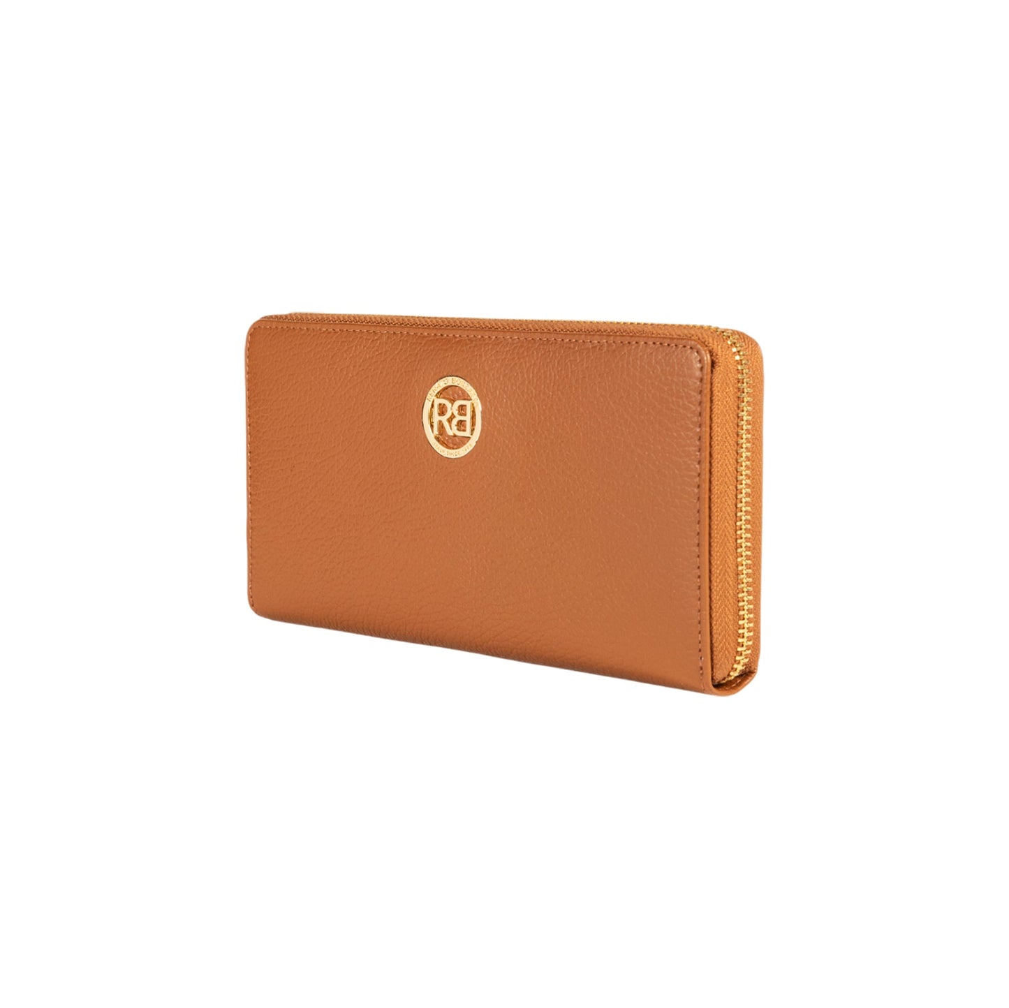 RB1081GS | Portafogli Donna con chiusura lampo Made in Italy in Vera Pelle grana Dollaro. Colore Cognac. Dimensioni: cm 20 x 10 x 2,5