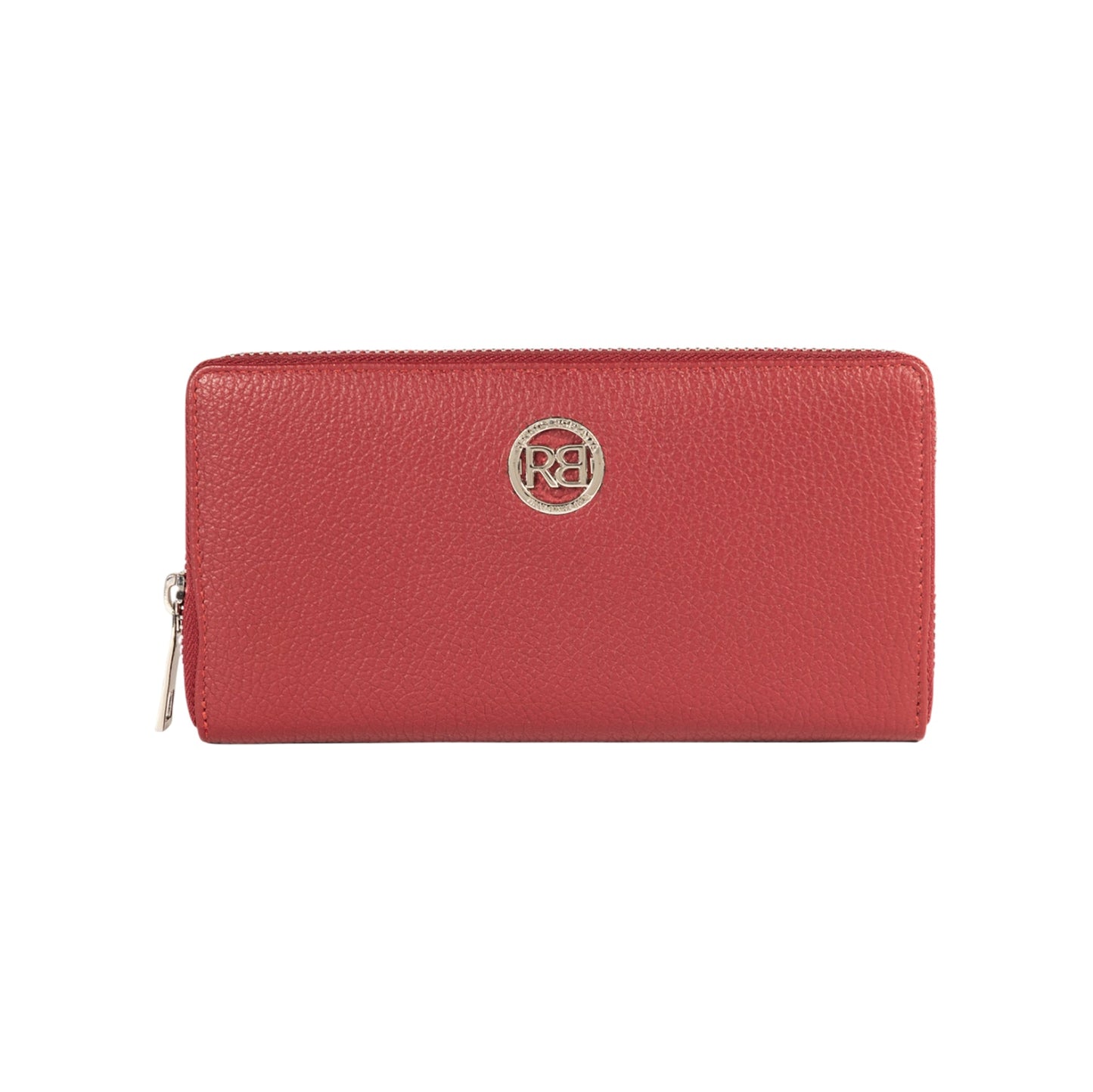 RB1081SQ | Portafogli Donna con chiusura lampo Made in Italy in Vera Pelle grana Dollaro. Colore Rubino. Dimensioni: cm 20 x 10 x 2,5