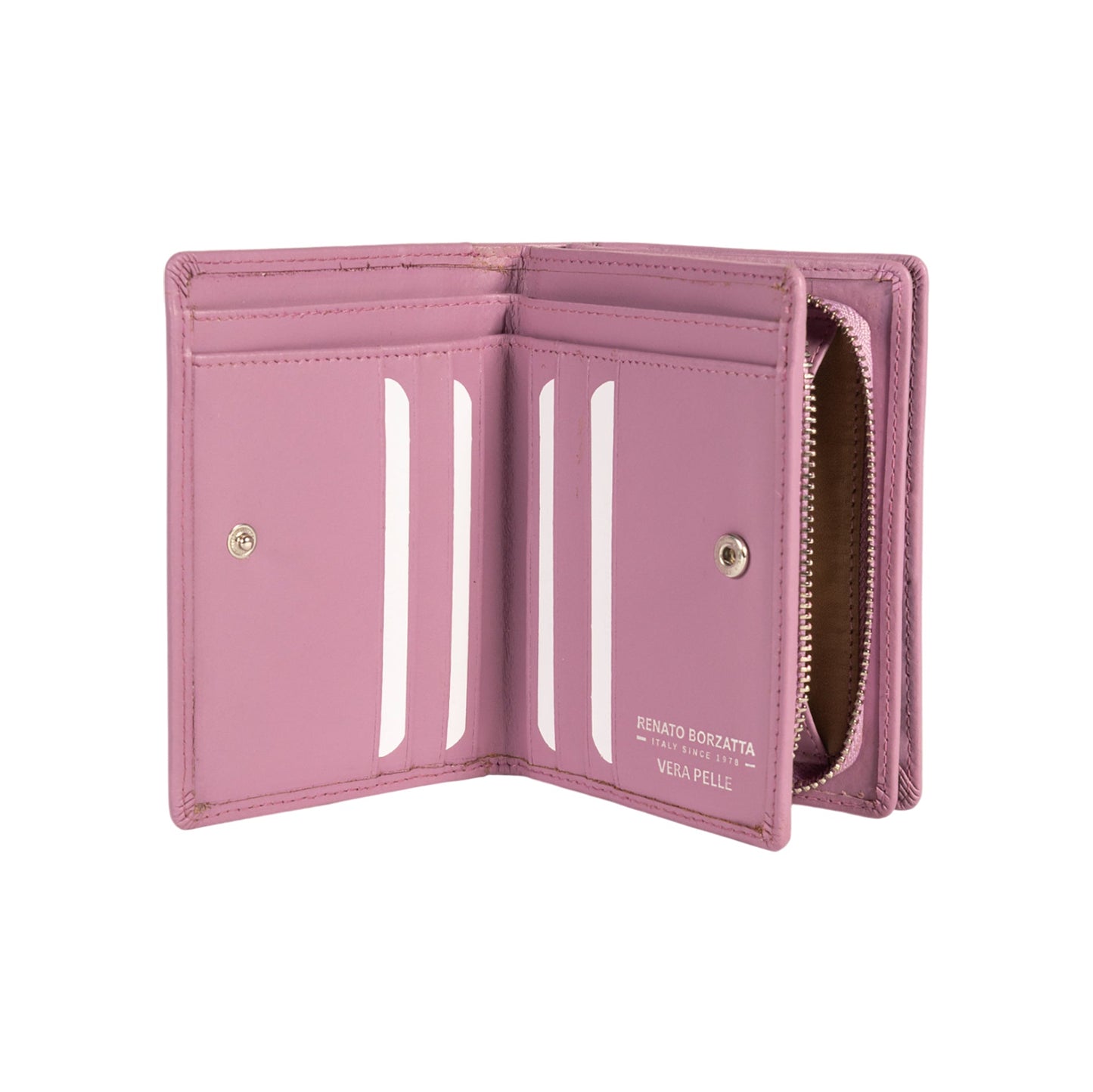 RB1083SCI | Portafogli Donna Made in Italy in Vera Pelle Liscia Opaca. Colore Lilla. Dimensioni (da chiuso): cm 13 x 9 x 2,5