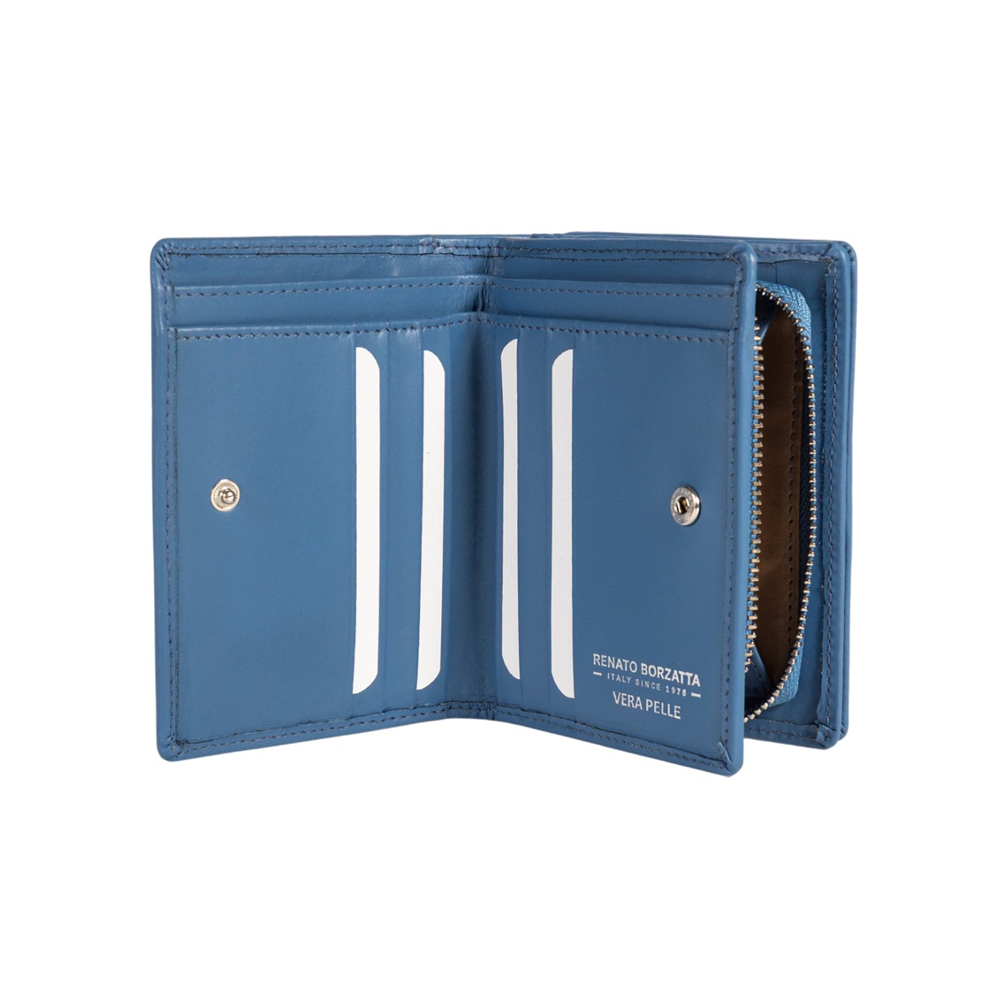 RB1083SCP | Portafogli Donna Made in Italy in Vera Pelle Liscia Opaca. Colore Glicine. Dimensioni (da chiuso): cm 13 x 9 x 2,5
