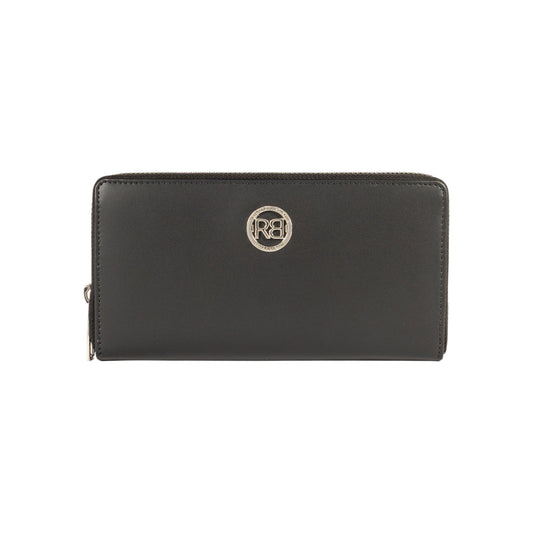 RB1084SA | Portafogli Donna con chiusura lampo Made in Italy in Vera Pelle Liscia Opaca. Colore Nero. Dimensioni: cm 20 x 10 x 2,5