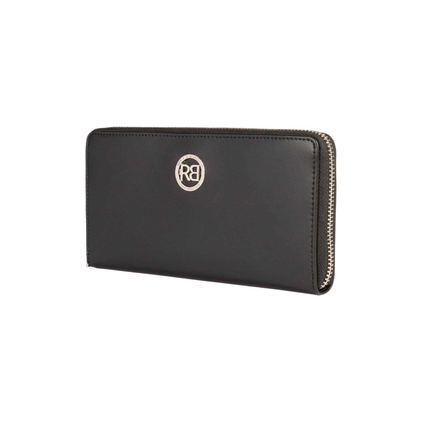 RB1084SA | Portafogli Donna con chiusura lampo Made in Italy in Vera Pelle Liscia Opaca. Colore Nero. Dimensioni: cm 20 x 10 x 2,5
