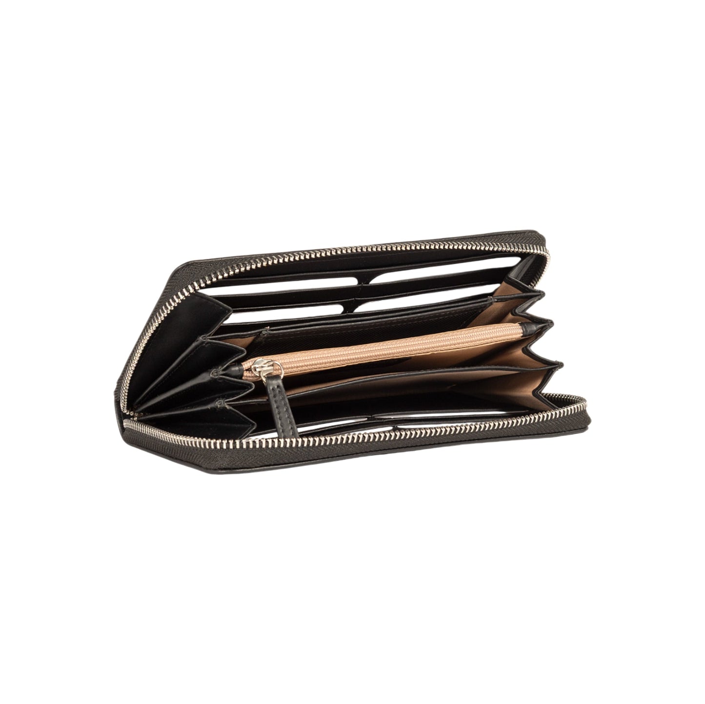 RB1084SA | Portafogli Donna con chiusura lampo Made in Italy in Vera Pelle Liscia Opaca. Colore Nero. Dimensioni: cm 20 x 10 x 2,5