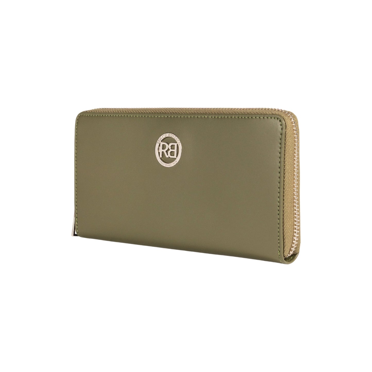 RB1084SE | Portafogli Donna con chiusura lampo Made in Italy in Vera Pelle Liscia Opaca. Colore Verde. Dimensioni: cm 20 x 10 x 2,5