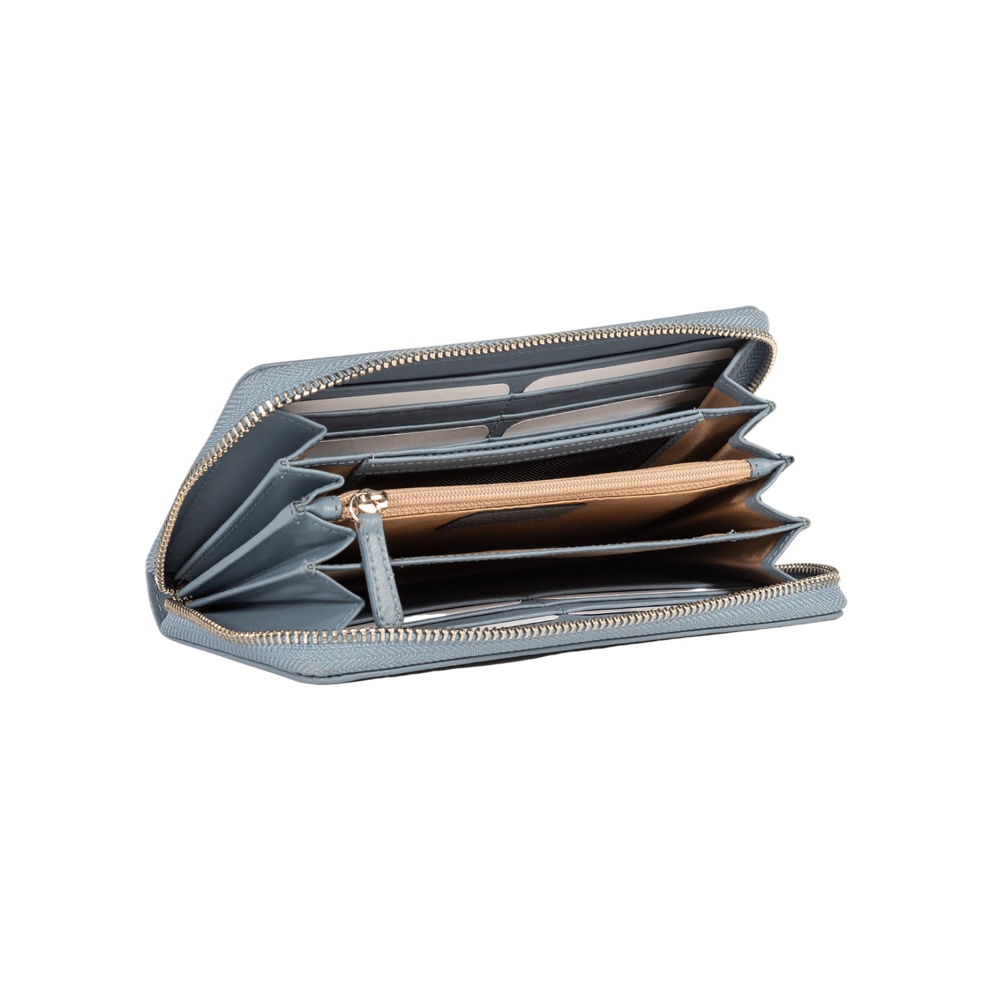 RB1084SP | Portafogli Donna con chiusura lampo Made in Italy in Vera Pelle Liscia Opaca. Colore Avio. Dimensioni: cm 20 x 10 x 2,5