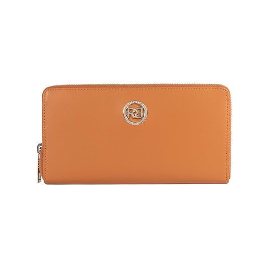 RB1084SS | Portafogli Donna con chiusura lampo Made in Italy in Vera Pelle Liscia Opaca. Colore Cognac. Dimensioni: cm 20 x 10 x 2,5