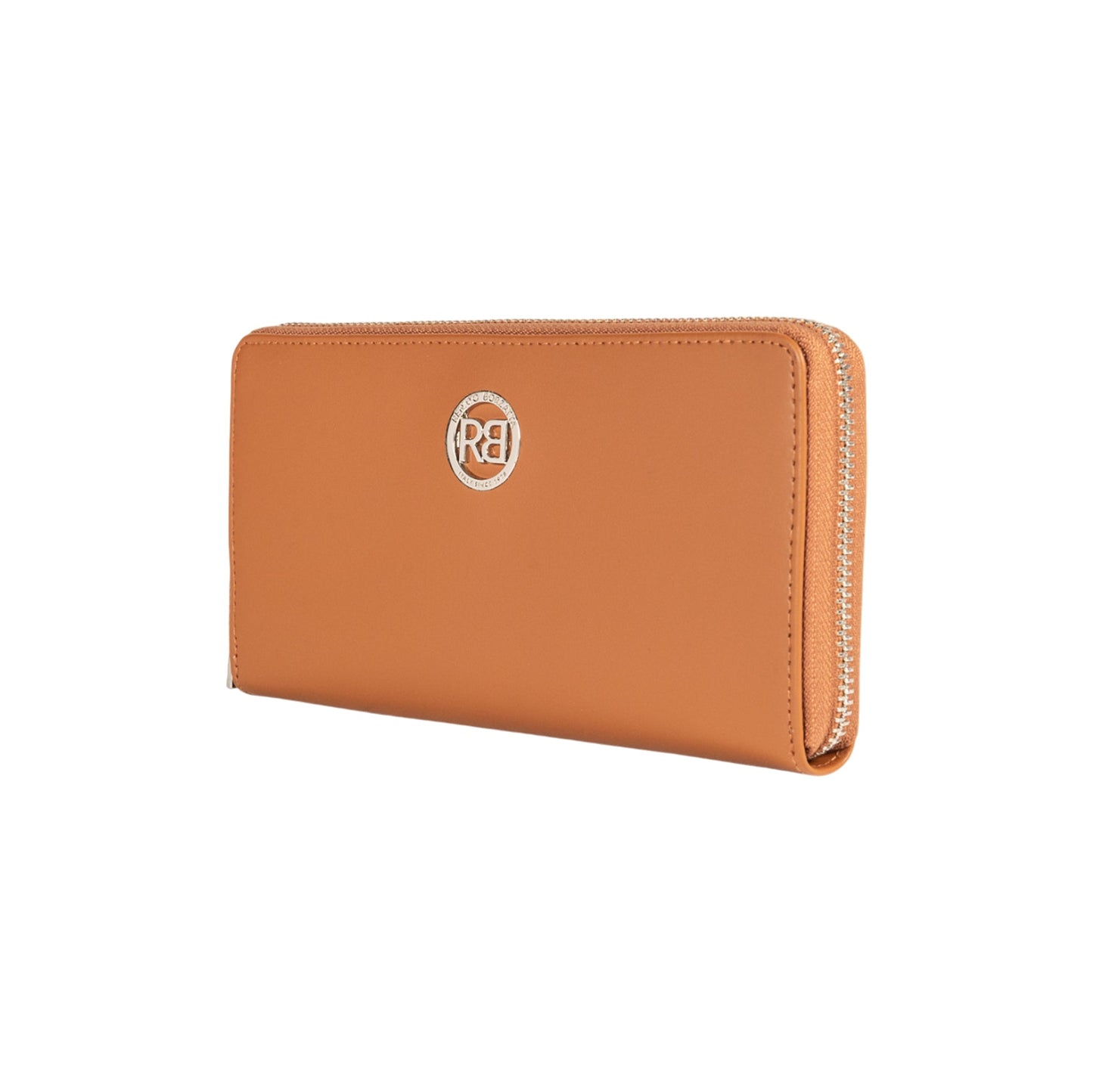 RB1084SS | Portafogli Donna con chiusura lampo Made in Italy in Vera Pelle Liscia Opaca. Colore Cognac. Dimensioni: cm 20 x 10 x 2,5
