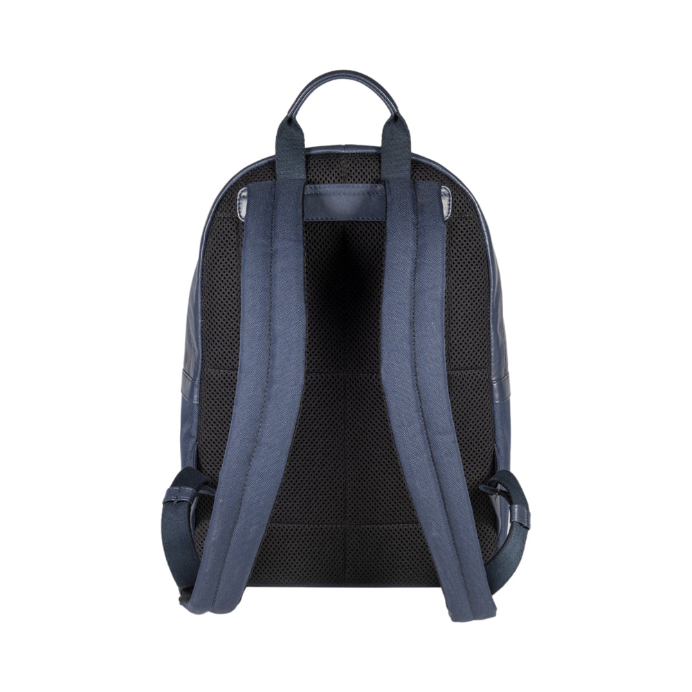 RB2001D | Zaino Porta Netbook/Tablet in Nylon/Vera Pelle, con leggera grana. Chiusura con lampo e spallacci regolabili - Colore Blu - Dimensioni: cm 27 x 38 x 14. Confezione: Sacchetto Tessuto non Tessuto