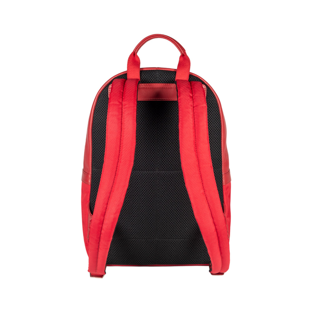 RB2001V | Zaino Porta Netbook/Tablet in Nylon/Vera Pelle, con leggera grana. Chiusura con lampo e spallacci regolabili - Colore Rosso - Dimensioni: cm 27 x 38 x 14. Confezione: Sacchetto Tessuto non Tessuto